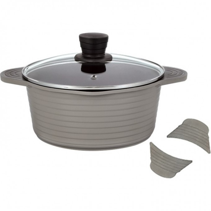 Кастрюля THERMOS TFP-W24 DBR 24 см 4.0L из алюминиевого сплава со стеклянной крышкой 750010